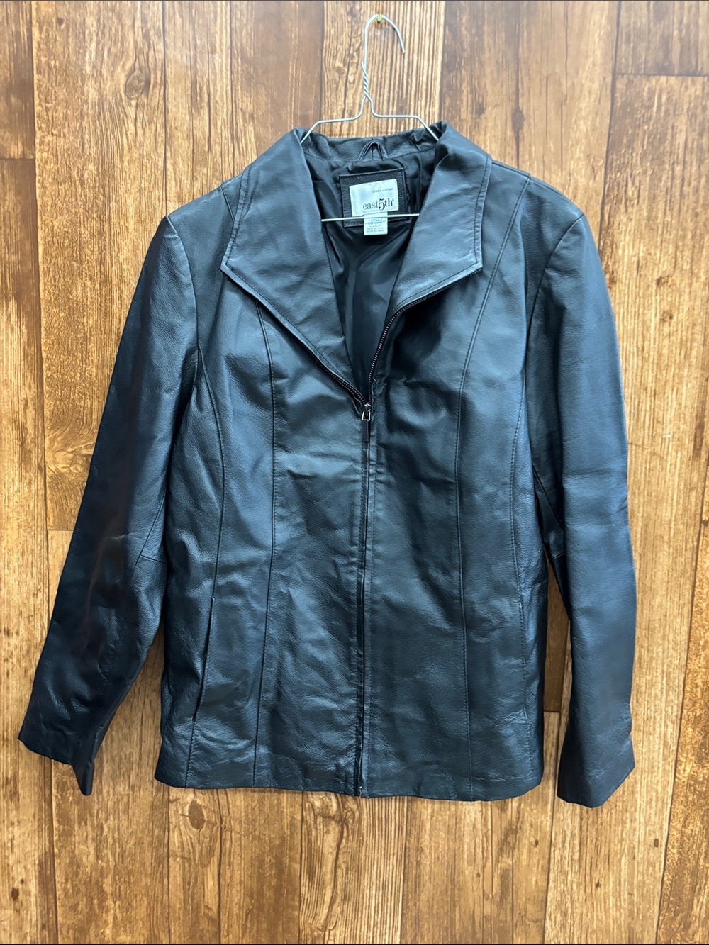 East 5th Black Leather Zip-Up Jacket
